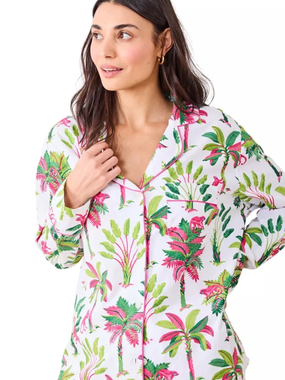 Printfresh White Shirt with Green and Pink Tropical Print - Picture 3 of 14